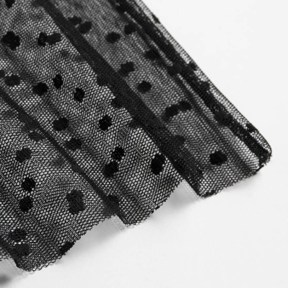 CLEARANCE Black Sheer Mesh Polka Dot Maxi Skirt Coverup - Picture 4 of 5